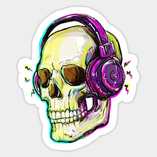 Halloween Music Skull Sticker